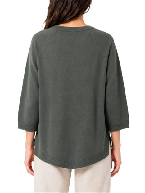 MAGLIA GIROCOLLO  IN VISCOSA STRETCH CON FONDO ASIMMETRICO DONNA VERDE