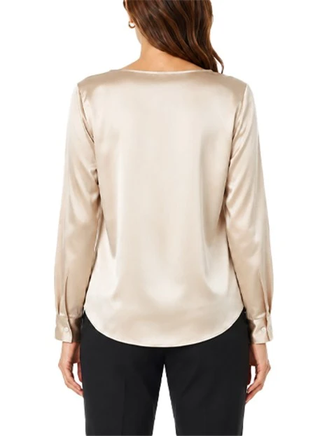 BLUSA IN RASO STRETCH CON SCOLLO A BARCHETTA DONNA GIALLO