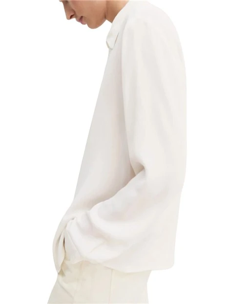 CAMICIA IN MISTO MISTO SETA CON BOTTONI A VISTA  DONNA AVORIO
