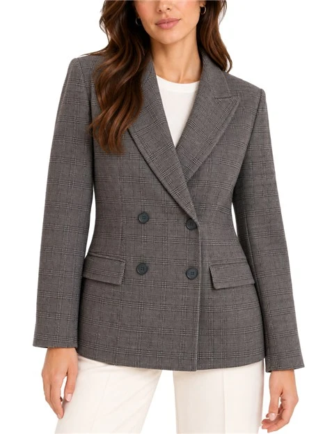 BLAZER DOPPIOPETTO IN JERSEY DI MISTO COTONE DONNA MARRONE
