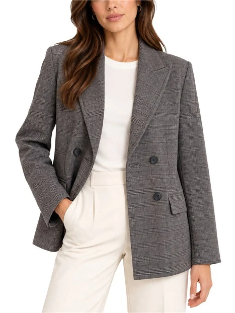 BLAZER DOPPIOPETTO IN JERSEY DI MISTO COTONE DONNA MARRONE
