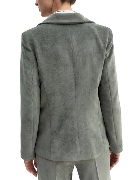 BLAZER MONOPETTO IN VELLUTO CON FODERA INTERNA DONNA VERDE