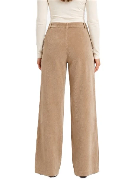 PANTALONE PALAZZO IN VELLUTO STRETCH FIT REGOLARE DONNA MARRONE