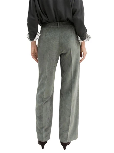PANTALONE PALAZZO IN VELLUTO STRETCH FIT REGOLARE DONNA VERDE