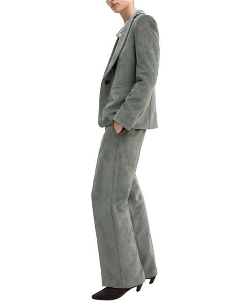 PANTALONE PALAZZO IN VELLUTO STRETCH FIT REGOLARE DONNA VERDE