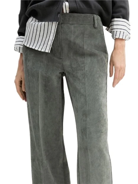 PANTALONE PALAZZO IN VELLUTO STRETCH FIT REGOLARE DONNA VERDE