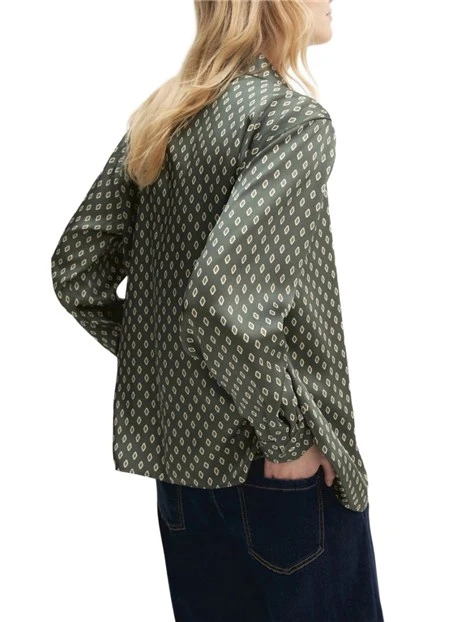 CAMICIA IN TWILL STAMPATO CON COLO A POLO DONNA VERDE