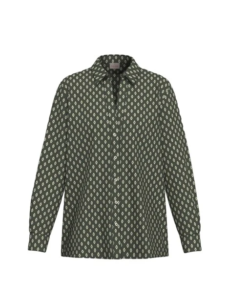 CAMICIA IN TWILL STAMPATO CON COLO A POLO DONNA VERDE