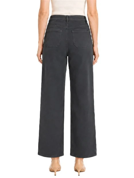 PANTALONI PALAZZO IN GABARDINA STRETCH CON TASCHE APPLICATE DONNA GRIGIO SCURO