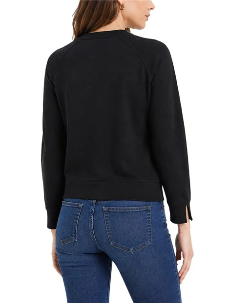 MAGLIA GIROCOLLO IN PURA LANA CON MANICHE RAGLAN DONNA NERO
