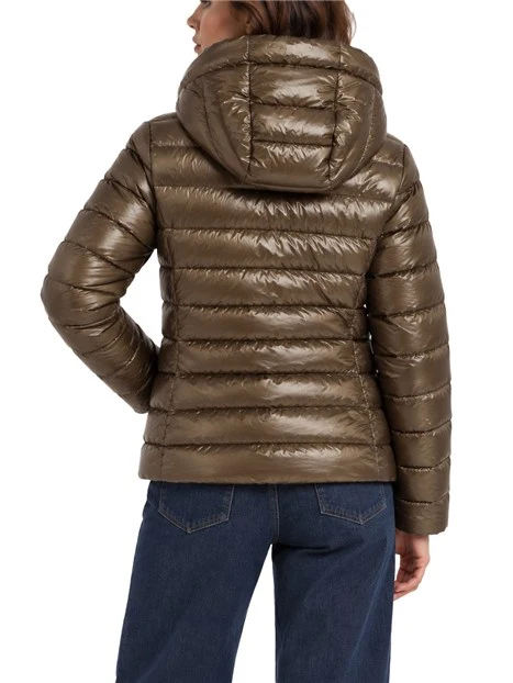 PIUMINO CORTO IN TESSUTO TECNICO ANTIGOCCIA DONNA BEIGE