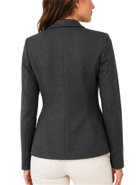BLAZER MONOPETTO IN JERSEY STRETCH LAVORATO A PUNTO MILANO DONNA GRIGIO