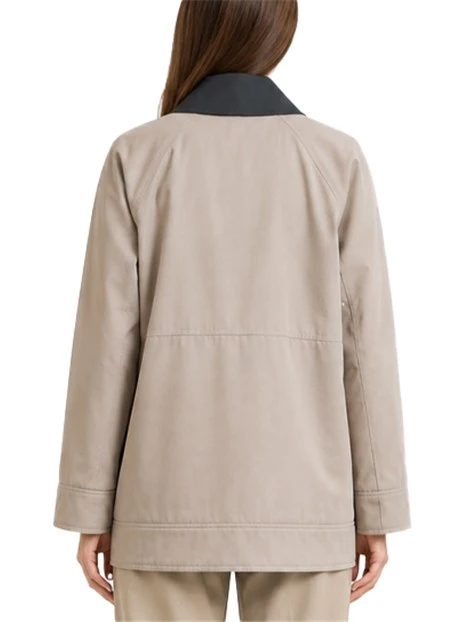 GIACCA IMPERMEABILE IN GABARDINA ANTIGOCCIA CON DETTAGLI IN FLANELLA DONNA TORTORA