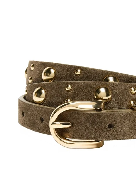 CINTURA SOTTILE CON BORCHIE DONNA MARRONE