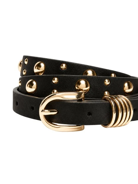 CINTURA SOTTILE CON BORCHIE DONNA NERO