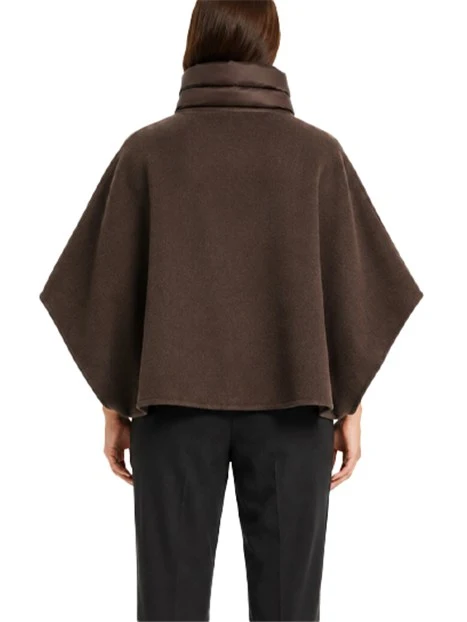 GIACCA CORTA STILE PONCHO CON ZIP FRONTALE DONNA MARRONE