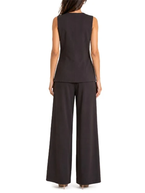 COMPLETO GILET E PANTALONI PALAZZO DONNA MARRONE