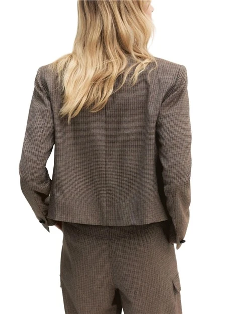 GIACCA CORTA N TESSUTO STRETCH E CHIUSURA MONOPETTO DONNA MARRONE