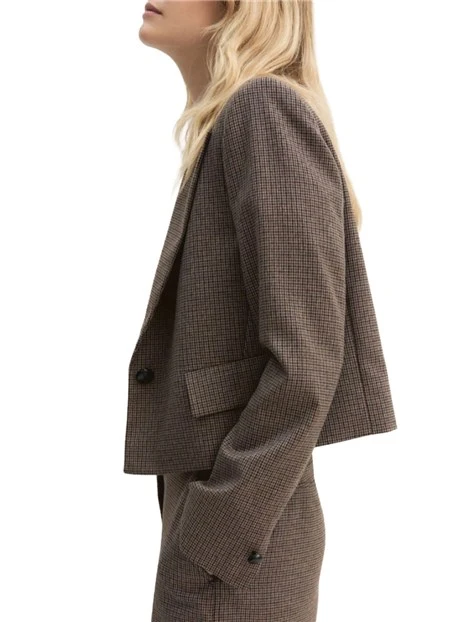 GIACCA CORTA N TESSUTO STRETCH E CHIUSURA MONOPETTO DONNA MARRONE