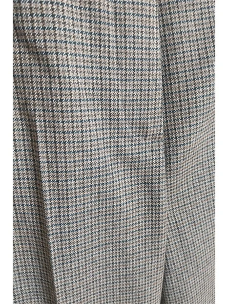 PANTALONI IN MISTO VISCOSA FIT REGOLARE CON PIEGHE STIRATE DONNA MARRONE