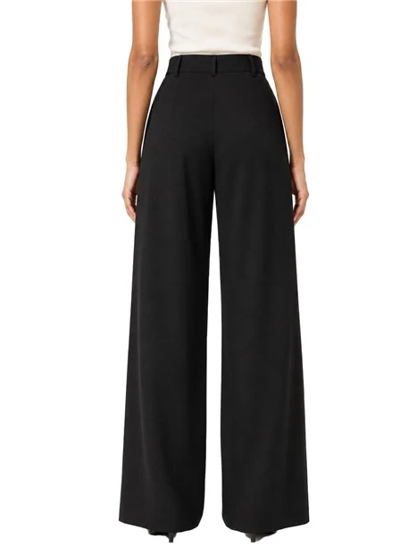 PANTALONI PALAZZO AMPI IN FLANELLA STRETCH DONNA NERO