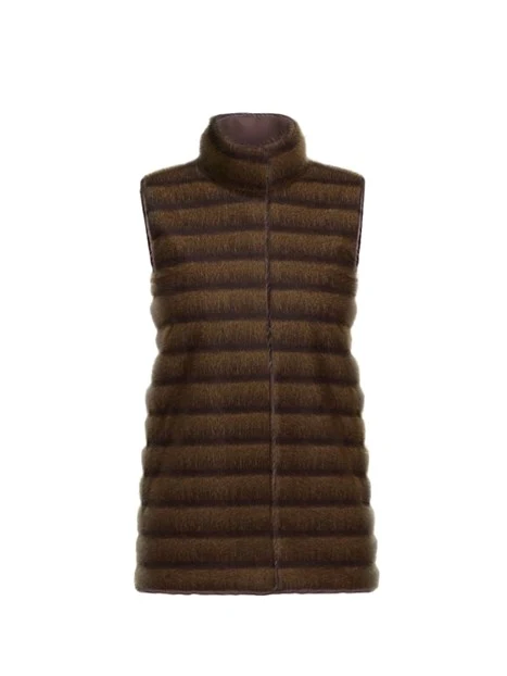 GILET IN JERSEY EFFETTO PELLICCIA DONNA MARRONE