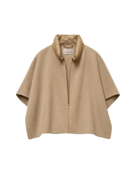 GIACCA CORTA STILE PONCHO CON ZIP FRONTALE DONNA BEIGE