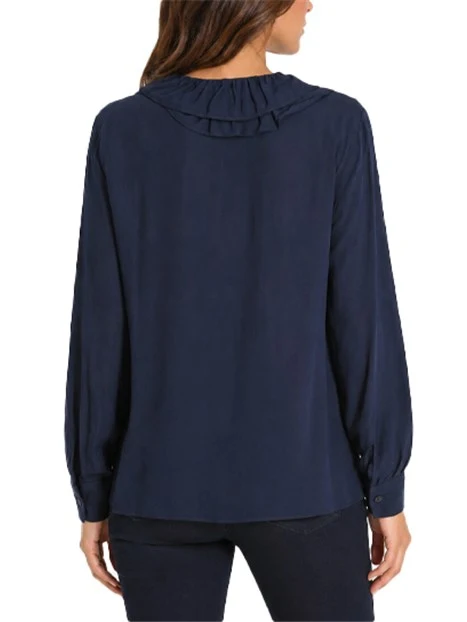 CAMICIA IN CRÊPE DI VISCOSA CON ROUCHES  DONNA BLU