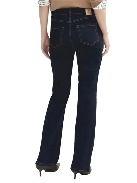 JEANS A ZAMPA CON LINEA ADERENTE IN DENIM DI COTONE STRETCH DONNA BLU