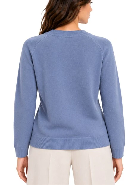 MAGLIA GIROCOLLO IN FILATO DI LANA E CASHMERE CON DETTAGLI A COSTINE DONNA VIOLA