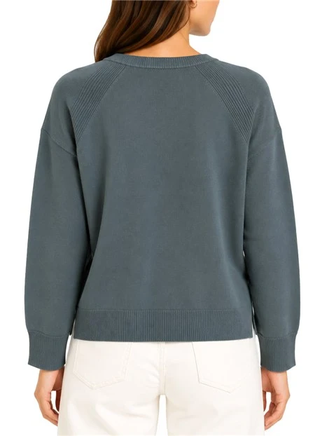 MAGLIA GIROCOLLO IN FILATO DI MISTO VISCOSA CON MANICA RAGLAN VERDE SCURO