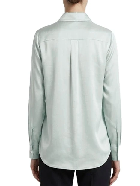 CAMICIA FLUIDA IN RASO LEGGERO STRETCH CON FONDO STONDATO DONNA VERDE CHIARO
