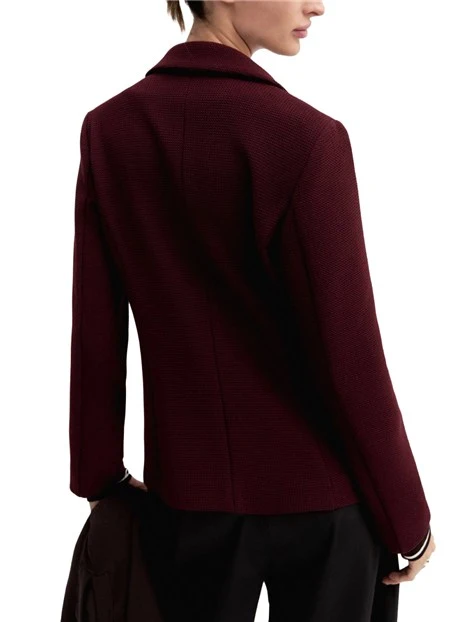 BLAZER MONOPETTO IN STUOIA DI VISCOSA STRETCH DONNA BORDEAUX