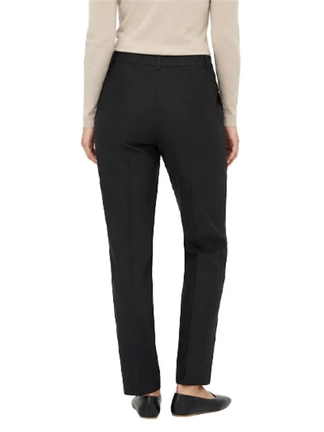 PANTALONI IN MISTO VISCOSA FIT REGOLARE CON PIEGHE STIRATE DONNA NERO
