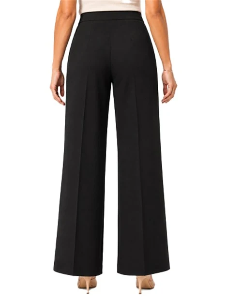 PANTALONE PALAZZO IN TWILL TECNICO BIELASTICO DONNA NERO