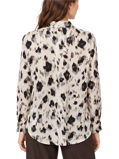 CAMICIA IN TWILL STAMPATO CON COLO A POLO DONNA AVORIO