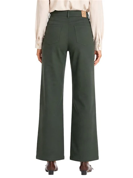 PANTALONE PALAZZO IN GABARDINA STRETCH 5 TASCHE DONNA VERDE