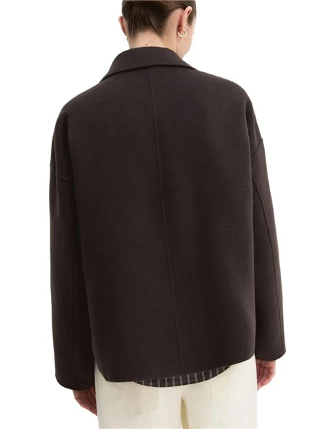 GIACCA MONOPETTO IN DOUBLE STRETCH CON SPACCHETTI LATERALI DONNA MARRONE