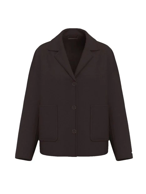GIACCA MONOPETTO IN DOUBLE STRETCH CON SPACCHETTI LATERALI DONNA MARRONE
