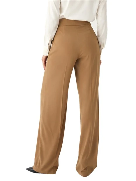 PANTALONE PALAZZO IN TWILL BIELASTICO DONNA MARRONE