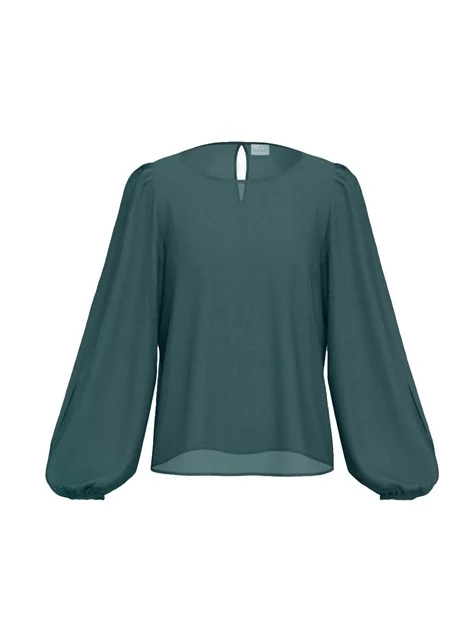 BLUSA IN CRÊPE DI VISCOSA CON MANICHE APERTE E SCOLLO A BARCA DONNA VERDE