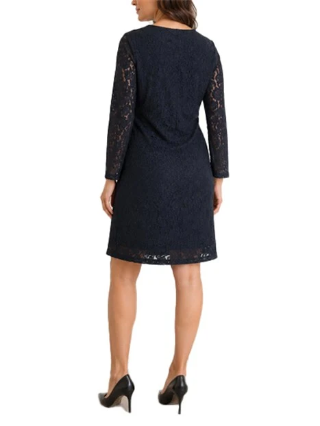 VESTITO CORTO IN PIZZO CON DRAPPEGGIO LATERALE DONNA NERO