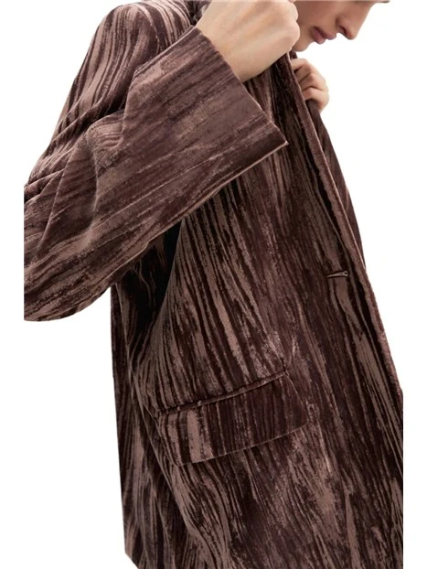 BLAZER MONOPETTO IN VELLUTO CRACKLE CON FODERA INTERNO DONNA MARRONE