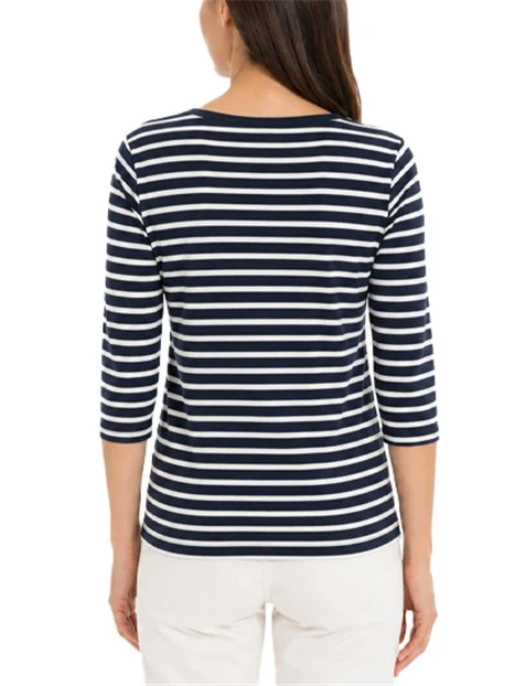 T-SHIRT MANICA TRE QUARTI IN JERSEY DI VISCOSA STRETCH E SCOLLO STONDATO DONNA
