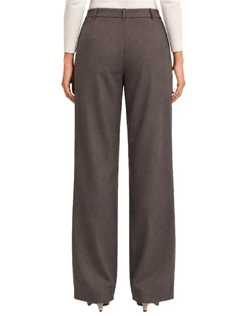 PANTALONE PALAZZO AMPIO IN MISTO LANA STRETCH DONNA TORTORA