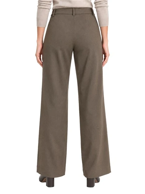 PANTALONE PALAZZO AMPIO IN MISTO LANA STRETCH DONNA MARRONE
