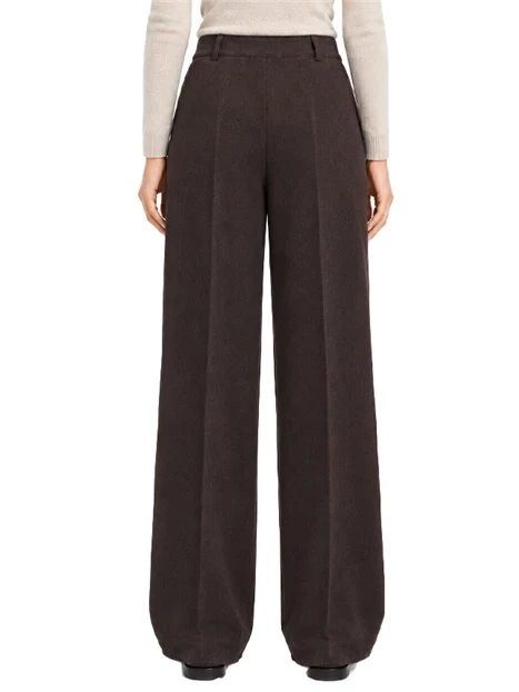 PANTALONI PALAZZO A VITA ALTA IN CINIGLIA STRETCH DONNA MARRONE