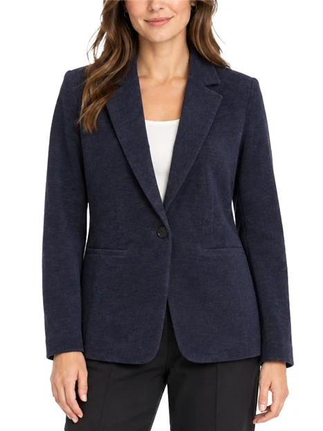 BLAZER MONOPETTO IN CINIGLIA STRETCH DONNA BLU