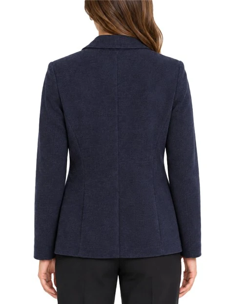 BLAZER MONOPETTO IN CINIGLIA STRETCH DONNA BLU