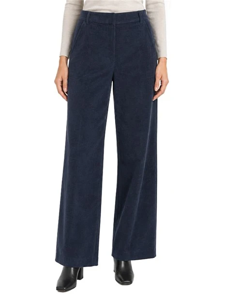 PANTALONE PALAZZO IN CINIGLIA STRETCH DONNA BLU